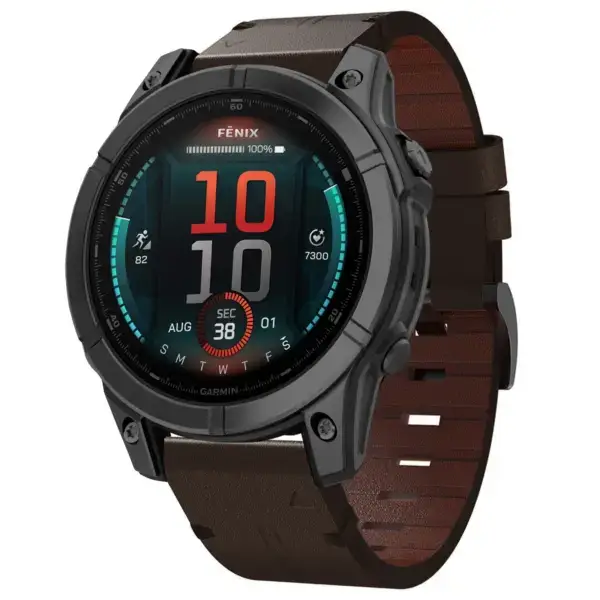 g.l12.2 Front Espresso Genuine Italian Leather Watch Band Strap for Garmin Fenix E