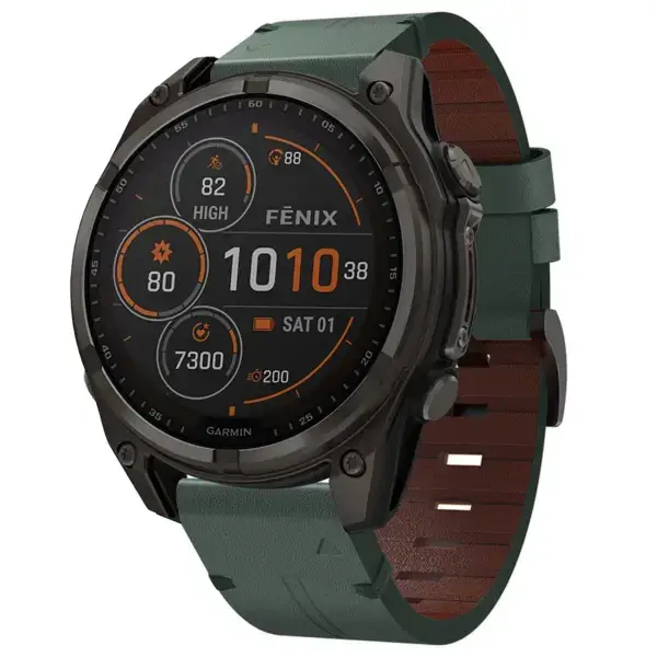 g.l12.11 Front Forest Genuine Italian Leather Watch Band Strap for Garmin Fenix 8 & 8 Pro 47mm