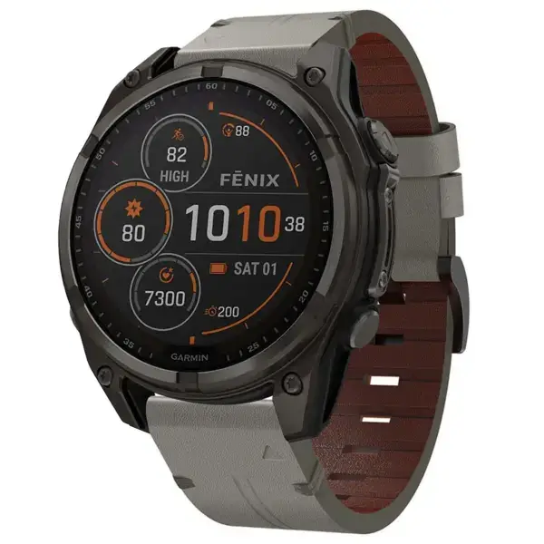 g.l12.7 Front Graphite Genuine Italian Leather Watch Band Strap for Garmin Fenix 8 & 8 Pro 47mm