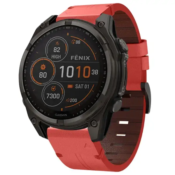 g.l12.6 Front Ember Genuine Italian Leather Watch Band Strap for Garmin Fenix 8 & 8 Pro 47mm
