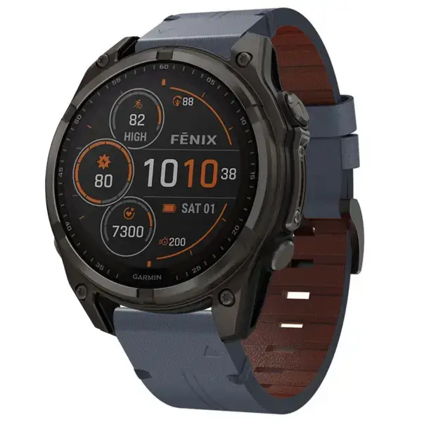 g.l12.5 Front Slate Genuine Italian Leather Watch Band Strap for Garmin Fenix 8 & 8 Pro 47mm