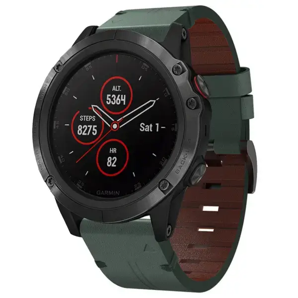 g.l12.11 Front Forest Genuine Italian Leather Watch Band Strap for Garmin Fenix 5 & 5 Plus