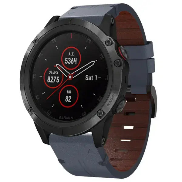 g.l12.5 Front Slate Genuine Italian Leather Watch Band Strap for Garmin Fenix 5 & 5 Plus