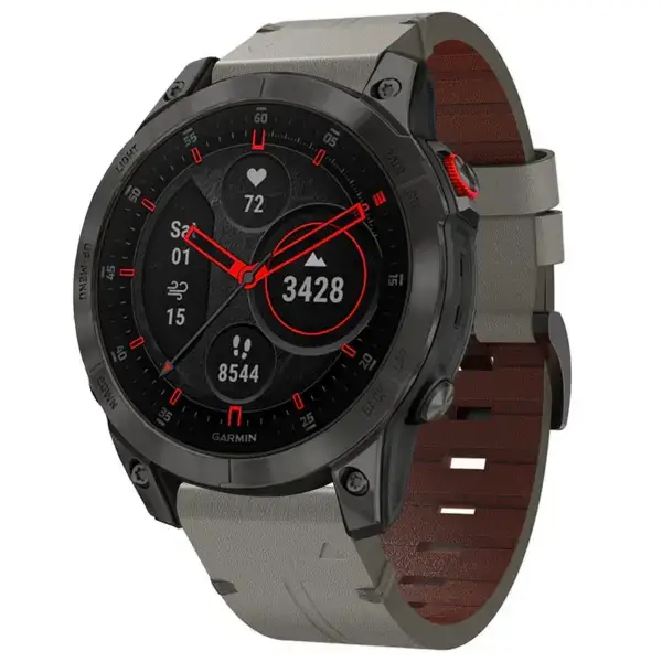 g.l12.7 Front Graphite Genuine Italian Leather Watch Band Strap for Garmin Epix Gen 2