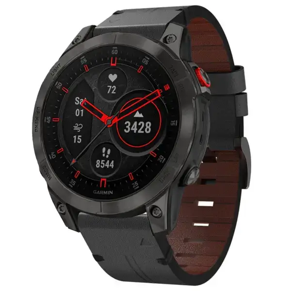 g.l12.1 Front Charcoal Genuine Italian Leather Watch Band Strap for Garmin Epix Gen 2