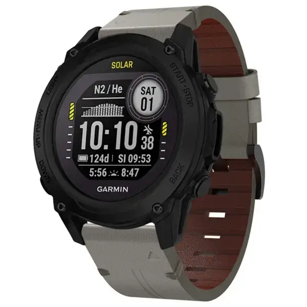 g.l12.7 Front Graphite Genuine Italian Leather Watch Band Strap for Garmin Descent G1