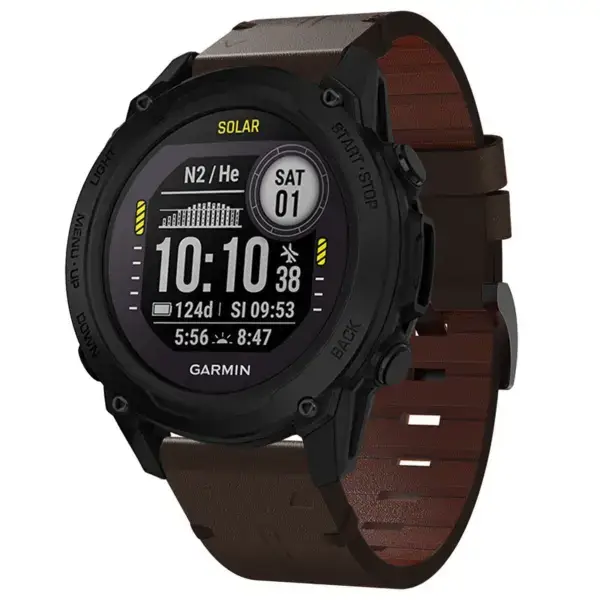 g.l12.2 Front Espresso Genuine Italian Leather Watch Band Strap for Garmin Descent G1
