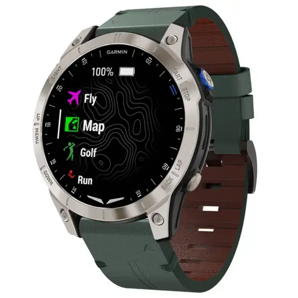 g.l12.11 Front Forest Genuine Italian Leather Watch Band Strap for Garmin D2 Mach 1