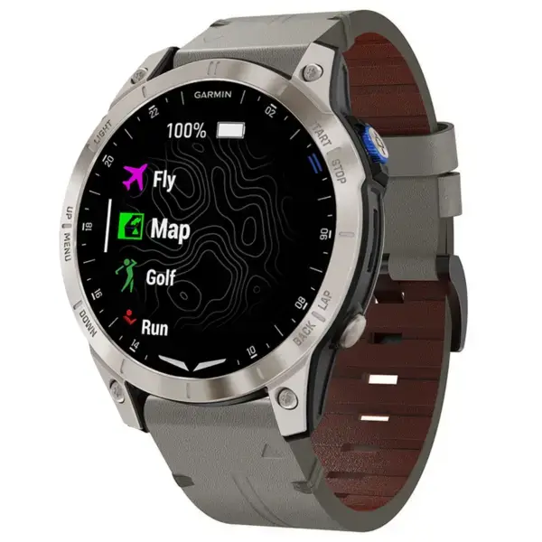 g.l12.7 Front Graphite Genuine Italian Leather Watch Band Strap for Garmin D2 Mach 1