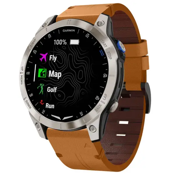 g.l12.3 Front Whiskey Genuine Italian Leather Watch Band Strap for Garmin D2 Mach 1
