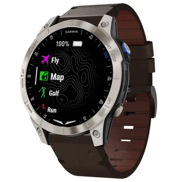 g.l12.2 Front Espresso Genuine Italian Leather Watch Band Strap for Garmin D2 Mach 1