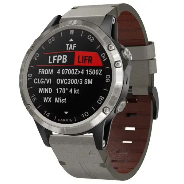 g.l12.7 Front Graphite Genuine Italian Leather Watch Band Strap for Garmin D2 Delta