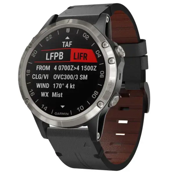 g.l12.1 Front Charcoal Genuine Italian Leather Watch Band Strap for Garmin D2 Delta