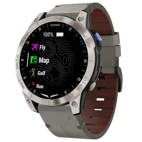 g.l12.7 Front Graphite Genuine Italian Leather Watch Band Strap for Garmin Approach S70 – 42mm
