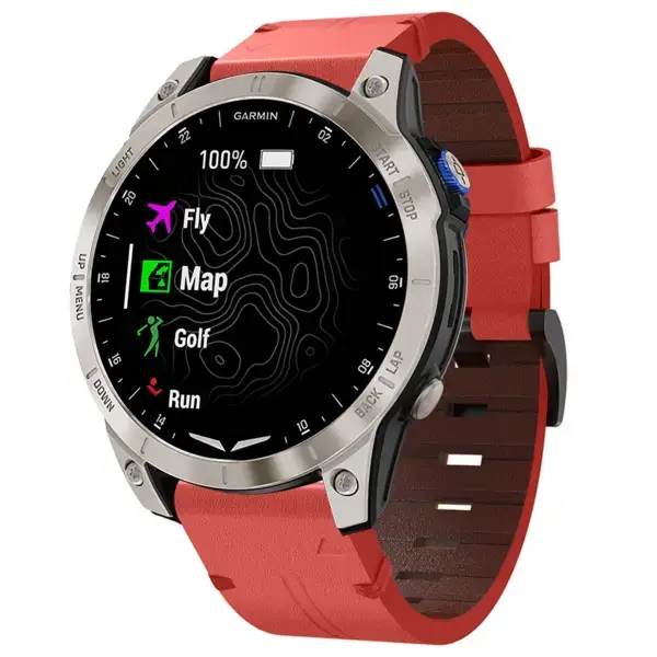 g.l12.6 Front Ember Genuine Italian Leather Watch Band Strap for Garmin Approach S70 – 42mm