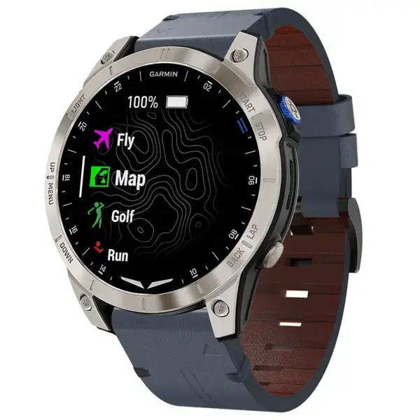 g.l12.5 Front Slate Genuine Italian Leather Watch Band Strap for Garmin Approach S70 – 42mm