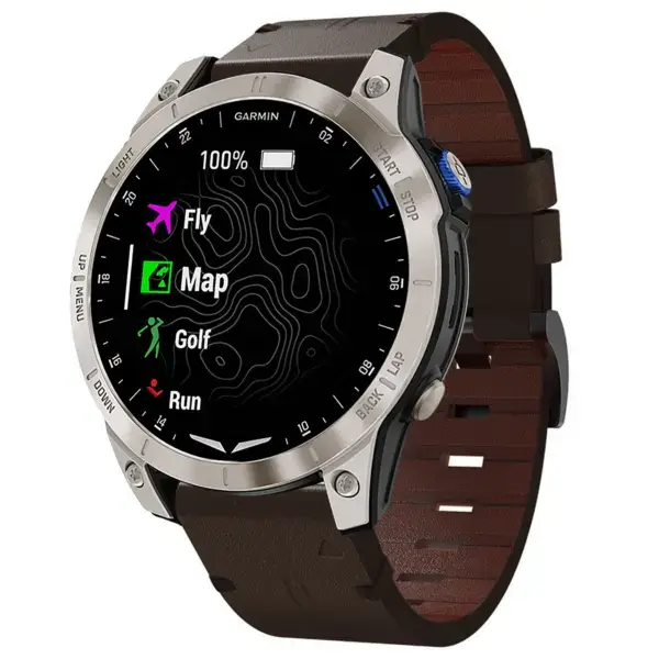 g.l12.2 Front Espresso Genuine Italian Leather Watch Band Strap for Garmin Approach S70 – 42mm