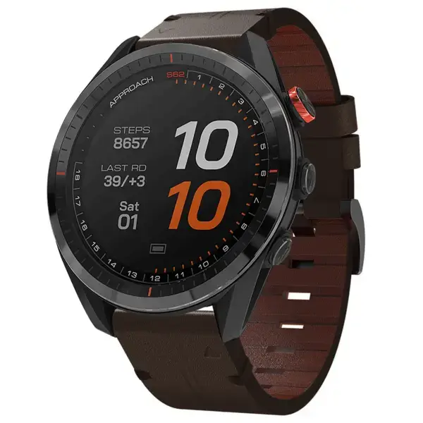 g.l12.2 Front Espresso Genuine Italian Leather Watch Band Strap for Garmin Approach S62