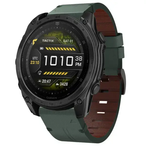 g.l12.11 Front Forest Genuine Italian Leather Watch Band Strap for Garmin Tactix 8 51mm