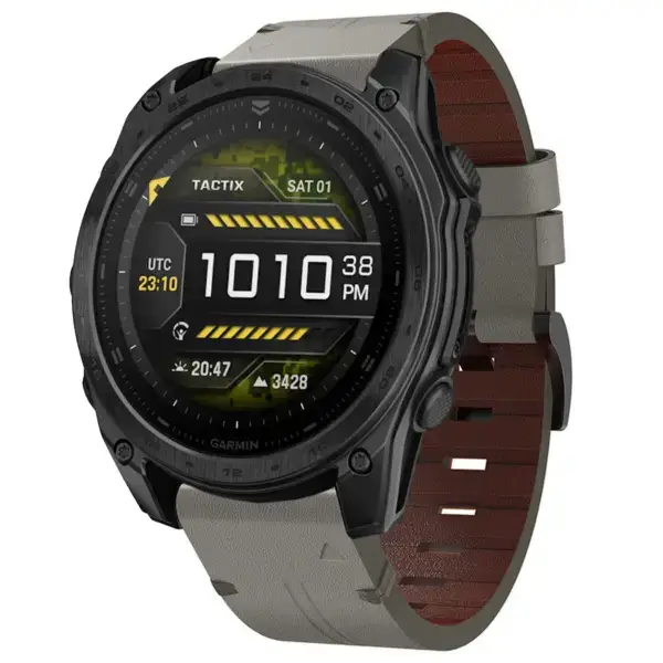 g.l12.7 Front Graphite Genuine Italian Leather Watch Band Strap for Garmin Tactix 8 51mm
