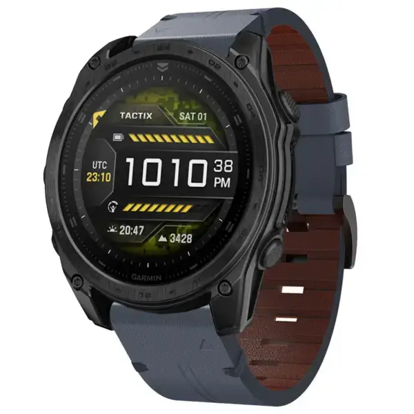 g.l12.5 Front Slate Genuine Italian Leather Watch Band Strap for Garmin Tactix 8 51mm
