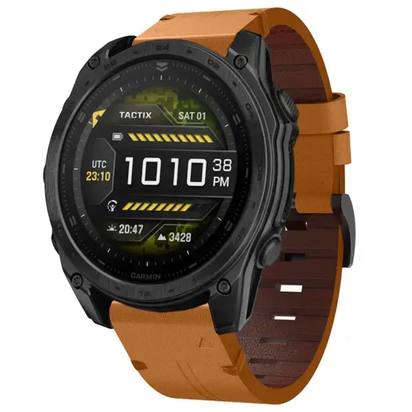 g.l12.3 Front Whiskey Genuine Italian Leather Watch Band Strap for Garmin Tactix 8 51mm