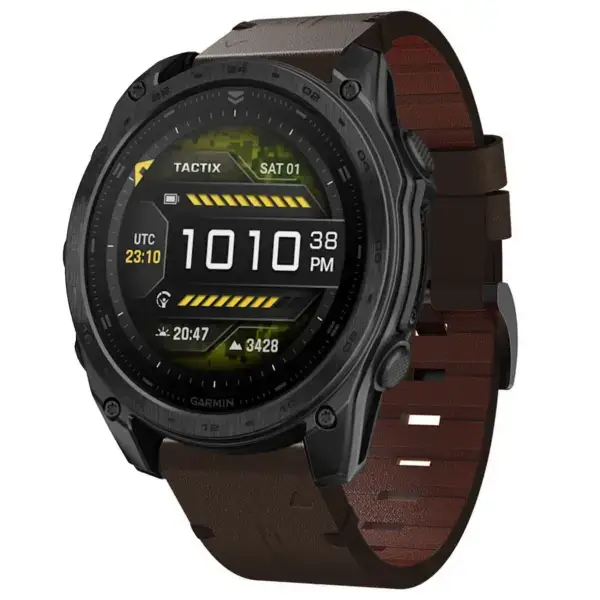 g.l12.2 Front Espresso Genuine Italian Leather Watch Band Strap for Garmin Tactix 8 51mm