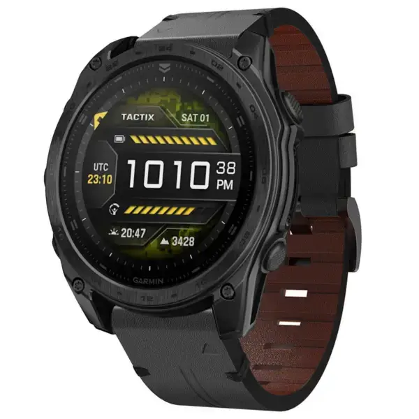 g.l12.1 Front Charcoal Genuine Italian Leather Watch Band Strap for Garmin Tactix 8 51mm