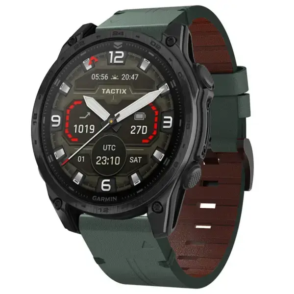 g.l12.11 Front Forest Genuine Italian Leather Watch Band Strap for Garmin Tactix 8 47mm