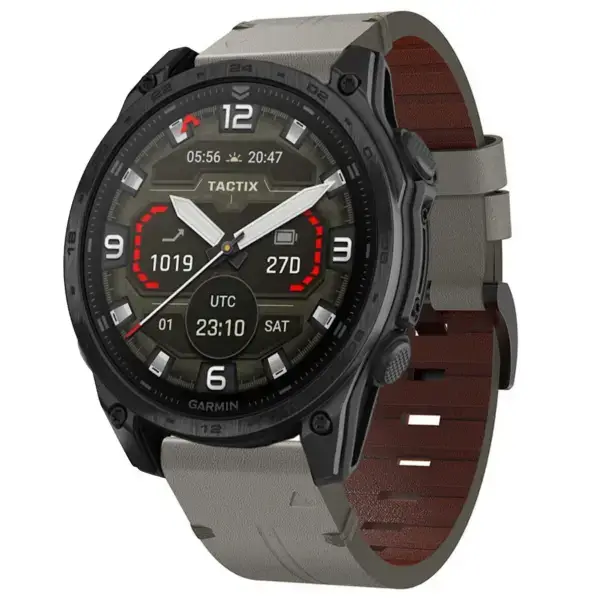g.l12.7 Front Graphite Genuine Italian Leather Watch Band Strap for Garmin Tactix 8 47mm