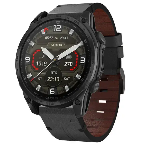 g.l12.1 Front Charcoal Genuine Italian Leather Watch Band Strap for Garmin Tactix 8 47mm