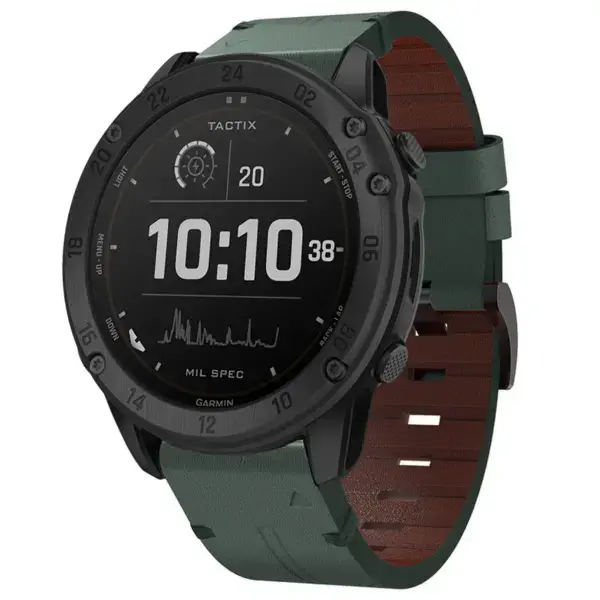 g.l12.11 Front Forest Genuine Italian Leather Watch Band Strap for Garmin Tactix Delta