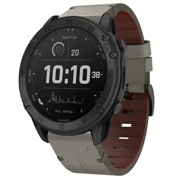 g.l12.7 Front Graphite Genuine Italian Leather Watch Band Strap for Garmin Tactix Delta