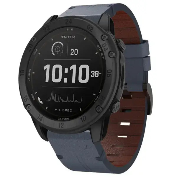 g.l12.5 Front Slate Genuine Italian Leather Watch Band Strap for Garmin Tactix Delta