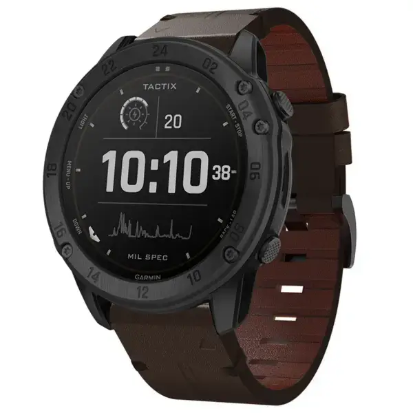 g.l12.2 Front Espresso Genuine Italian Leather Watch Band Strap for Garmin Tactix Delta