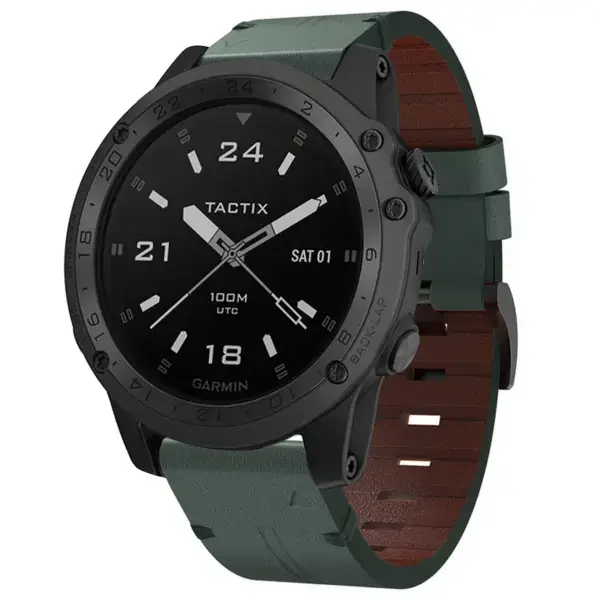 g.l12.11 Front Forest Genuine Italian Leather Watch Band Strap for Garmin Tactix Charlie