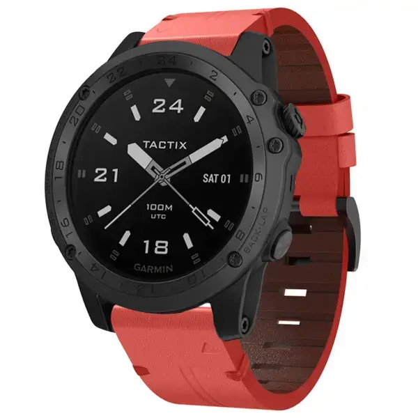 g.l12.6 Front Ember Genuine Italian Leather Watch Band Strap for Garmin Tactix Charlie