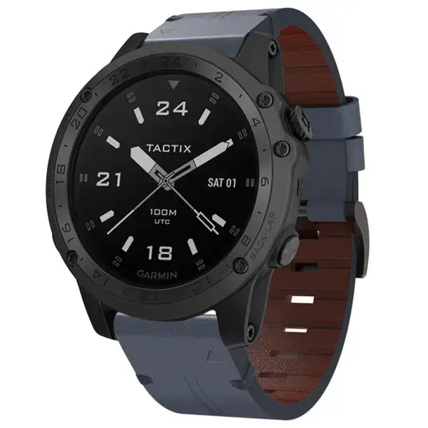 g.l12.5 Front Slate Genuine Italian Leather Watch Band Strap for Garmin Tactix Charlie