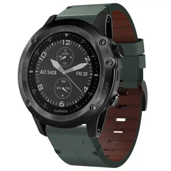 g.l12.11 Front Forest Genuine Italian Leather Watch Band Strap for Garmin Tactix Bravo