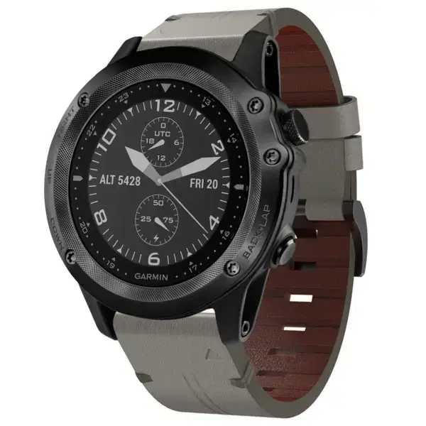 g.l12.7 Front Graphite Genuine Italian Leather Watch Band Strap for Garmin Tactix Bravo