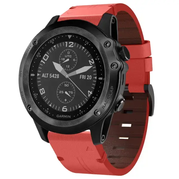 g.l12.6 Front Ember Genuine Italian Leather Watch Band Strap for Garmin Tactix Bravo