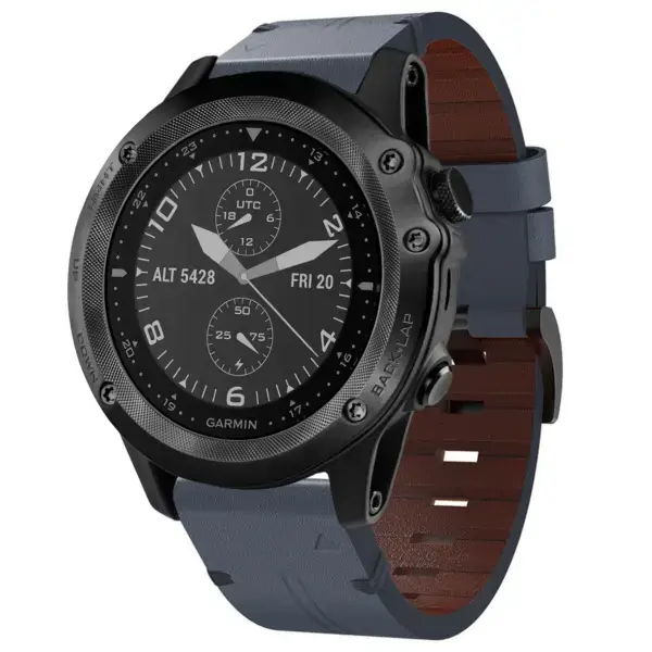 g.l12.5 Front Slate Genuine Italian Leather Watch Band Strap for Garmin Tactix Bravo