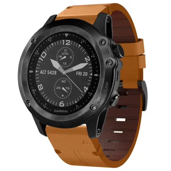 g.l12.3 Front Whiskey Genuine Italian Leather Watch Band Strap for Garmin Tactix Bravo