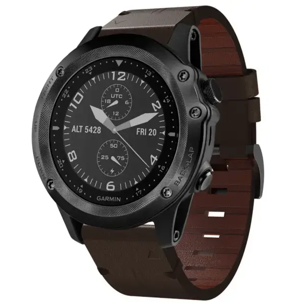 g.l12.2 Front Espresso Genuine Italian Leather Watch Band Strap for Garmin Tactix Bravo