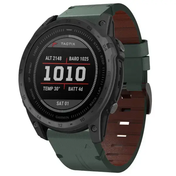 g.l12.11 Front Forest Genuine Italian Leather Watch Band Strap for Garmin Tactix 7