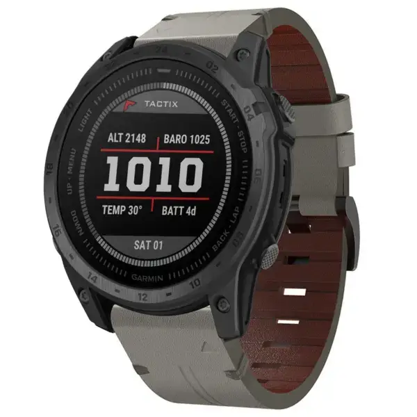 g.l12.7 Front Graphite Genuine Italian Leather Watch Band Strap for Garmin Tactix 7