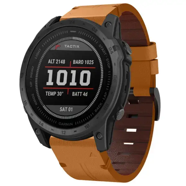 g.l12.3 Front Whiskey Genuine Italian Leather Watch Band Strap for Garmin Tactix 7
