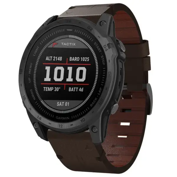 g.l12.2 Front Espresso Genuine Italian Leather Watch Band Strap for Garmin Tactix 7