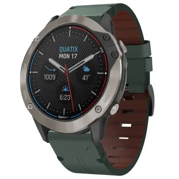 g.l12.11 Front Forest Genuine Italian Leather Watch Band Strap for Garmin Quatix 6X