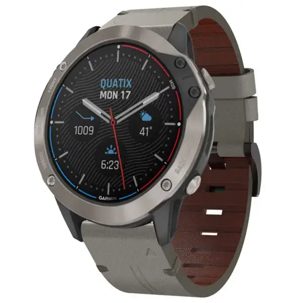 g.l12.7 Front Graphite Genuine Italian Leather Watch Band Strap for Garmin Quatix 6X